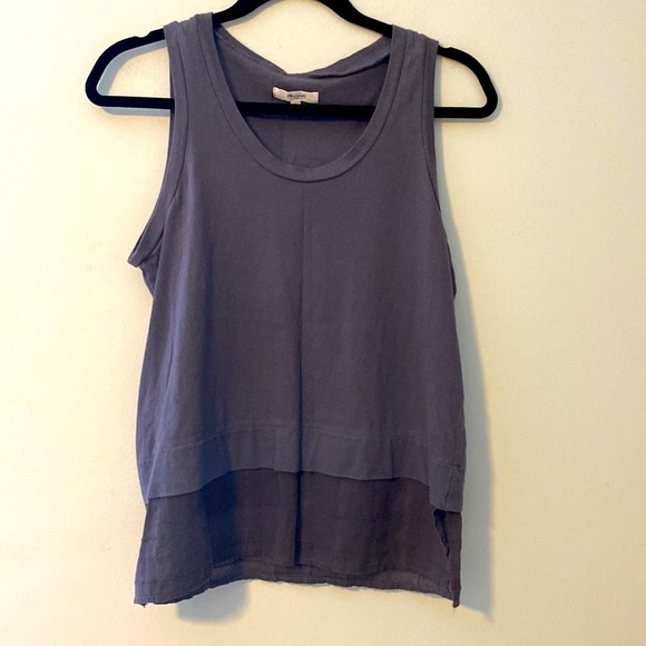 Madewell Tops - Madewell, Gray Sleeveless Blouse detail at bottom, 100% Cotton, Size S